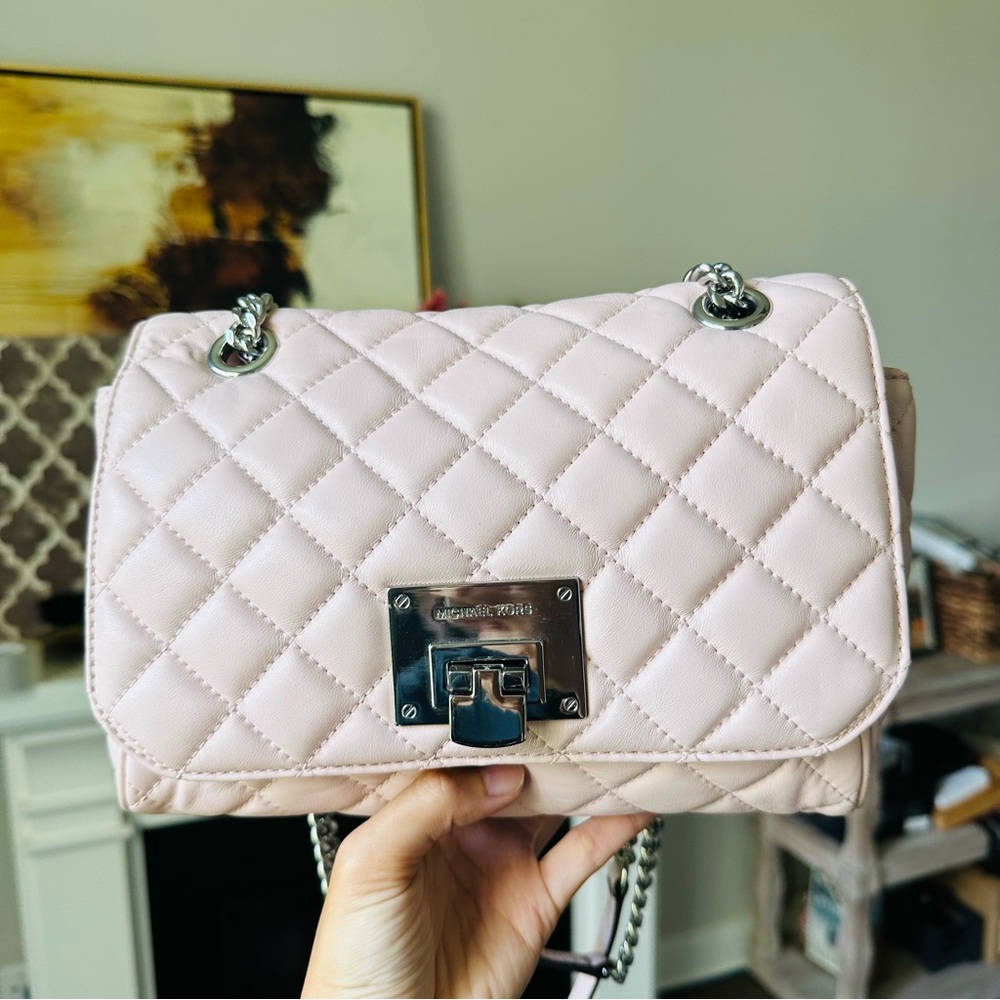 NWT Mk MICHAEL KORS Vivianne Quilted Leather Crossbody Shoulder Bag Chain Strap